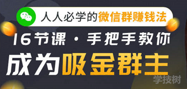 人人必學(xué)的微信群賺錢法，16節(jié)課手把手教你成為吸金群主！-第1張圖片-學(xué)技樹