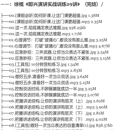 樊登讀書會：即興演講??戰實??訓練29講價值98元-百度云分享_趣資料資源課程