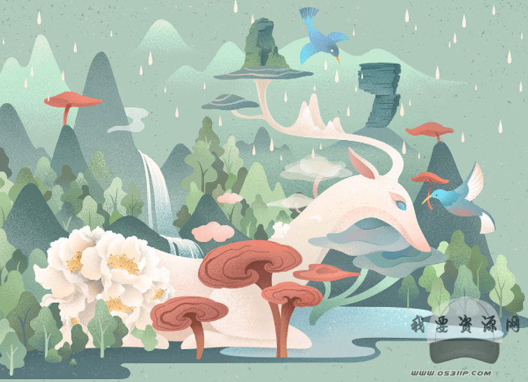 噪點風格插畫繪制-羅雨舒