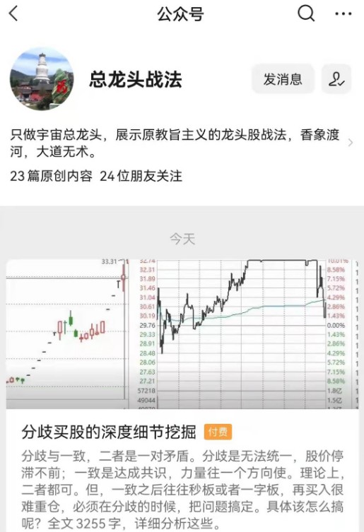 總龍頭戰法·分歧買股的深度細節挖掘【付費文章】