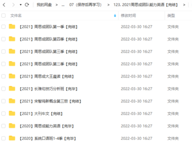 【英語完結】周思成2021團隊能力英語百度云分享