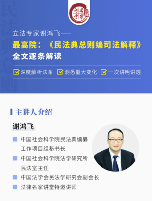 《立法專家謝鴻飛：《民法典總則編司法解釋》全文逐條解讀》
