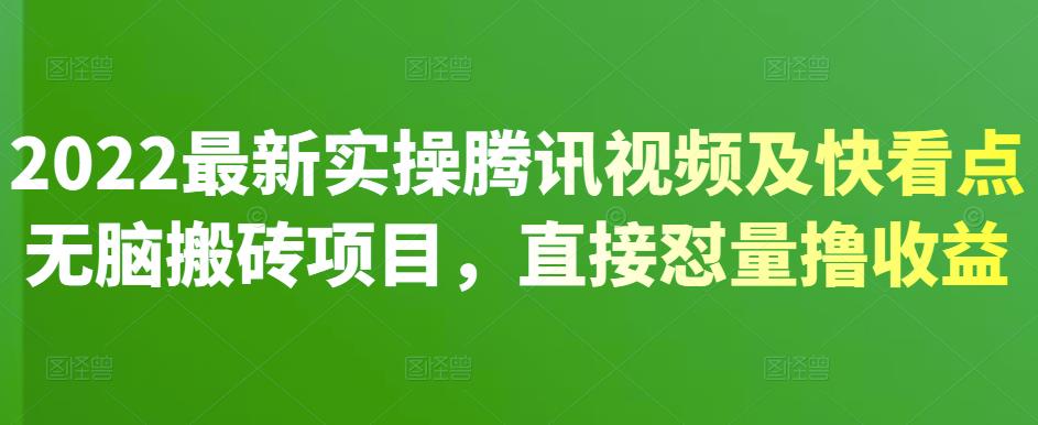 2022最新實(shí)操騰訊視頻及快看點(diǎn)無(wú)腦搬磚項(xiàng)目（網(wǎng)盤(pán)分享）