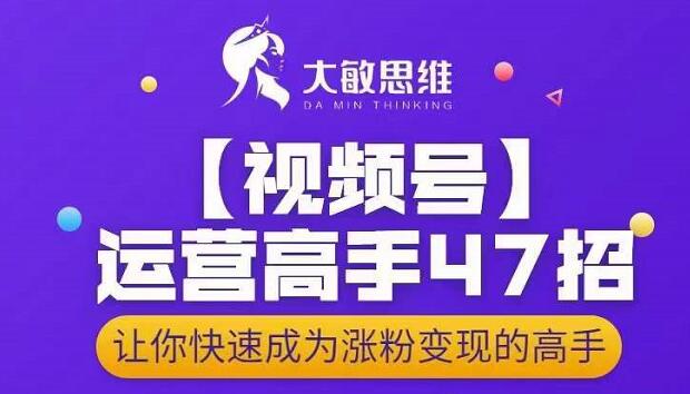 大敏思維-視頻號運營高手47招，快速成漲粉變現高手（網盤分享）