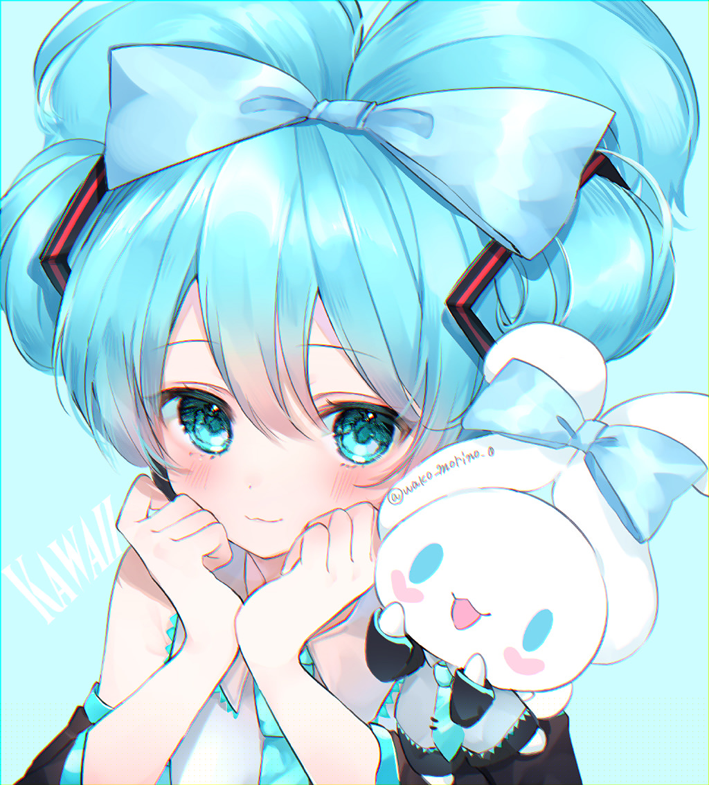 萌萌的玉桂狗初音未來組合登場，雙倍的萌萌氣息超治愈