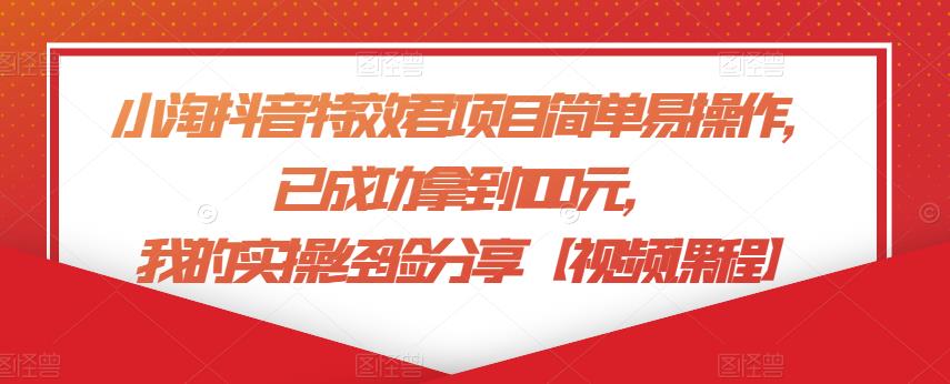 小淘抖音特效君項目簡單易操作實操經驗分享