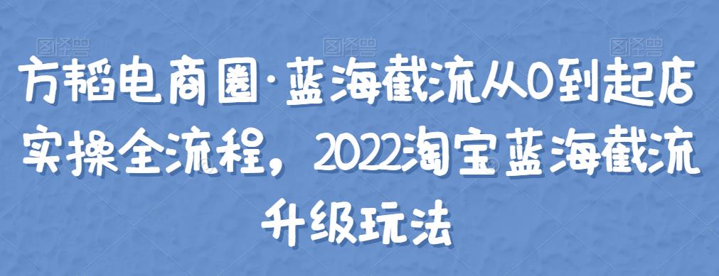 方韜電商圈?藍(lán)海截流從0到起店實(shí)操全流程，2022淘寶藍(lán)海截流網(wǎng)盤(pán)分享