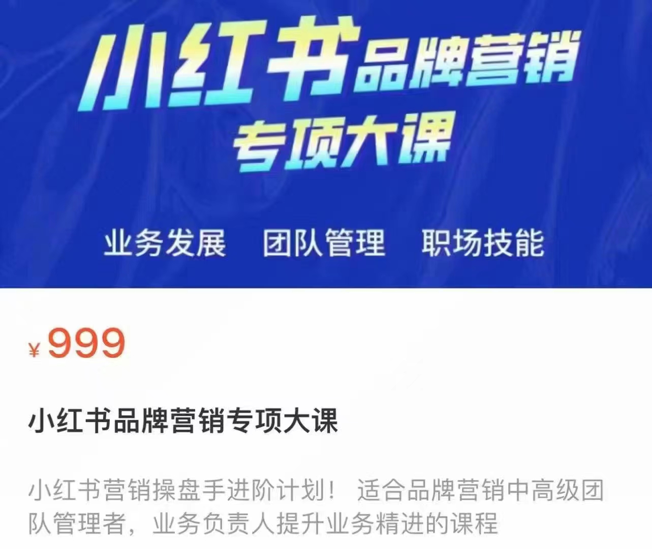 小紅書品牌營銷專項大課百度網盤