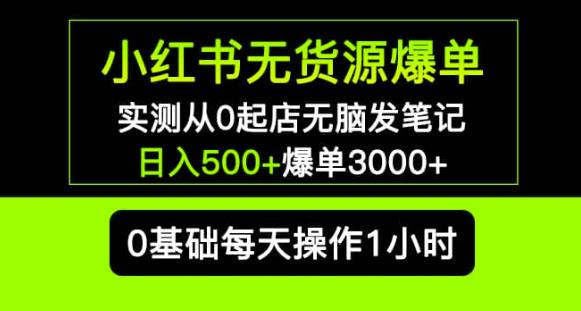 小紅書無貨源爆單實(shí)測(cè)從0起店發(fā)筆記爆單3000+長(zhǎng)期項(xiàng)目百度網(wǎng)盤