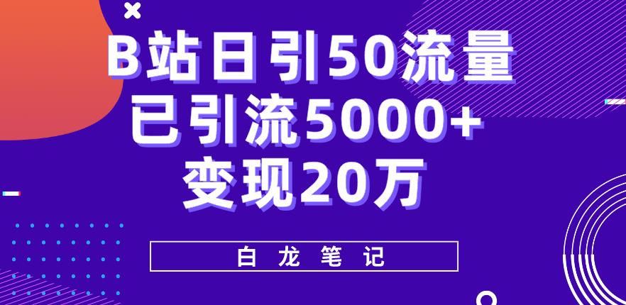 B站日引50+流量，實戰已引流5000+變現20萬實操百度網盤
