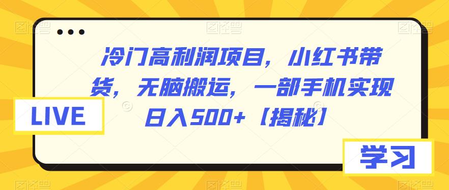 冷門高利潤項目小紅書帶貨，一部手機搬運視頻日入500百度網(wǎng)盤