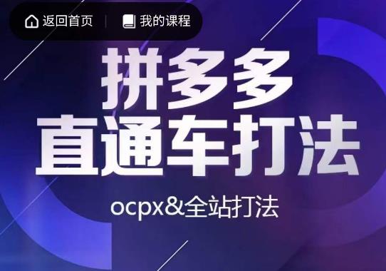 互力拼多多直通車打法，ocpx&amp全站打法百度網盤