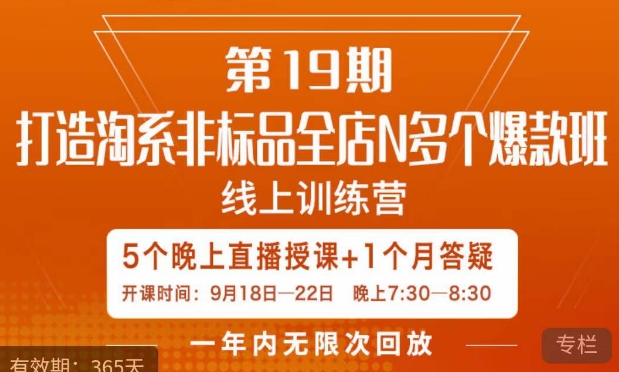 打造淘系非標全店N多個爆款5天線上直播課百度網盤