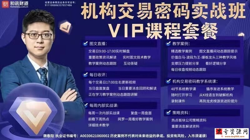 【魏春陽(yáng)】機(jī)構(gòu)交易密碼高級(jí)班課程 2023年百度網(wǎng)盤