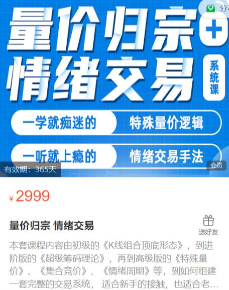 【李莫問】原價2999元《抖音大V李莫問 量價歸宗 情緒交易課程》百度網盤插圖