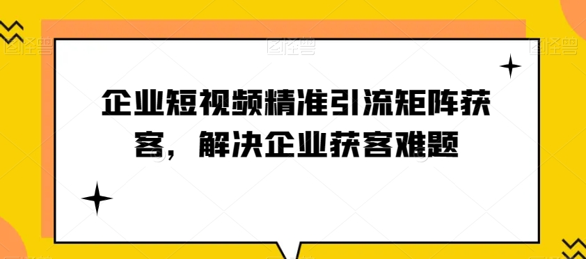 企業短視頻精準引流矩陣獲客，解決企業獲客難題百度網盤