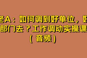 老A：如何調到好單位，好部門去？工作調動實操課百度網盤