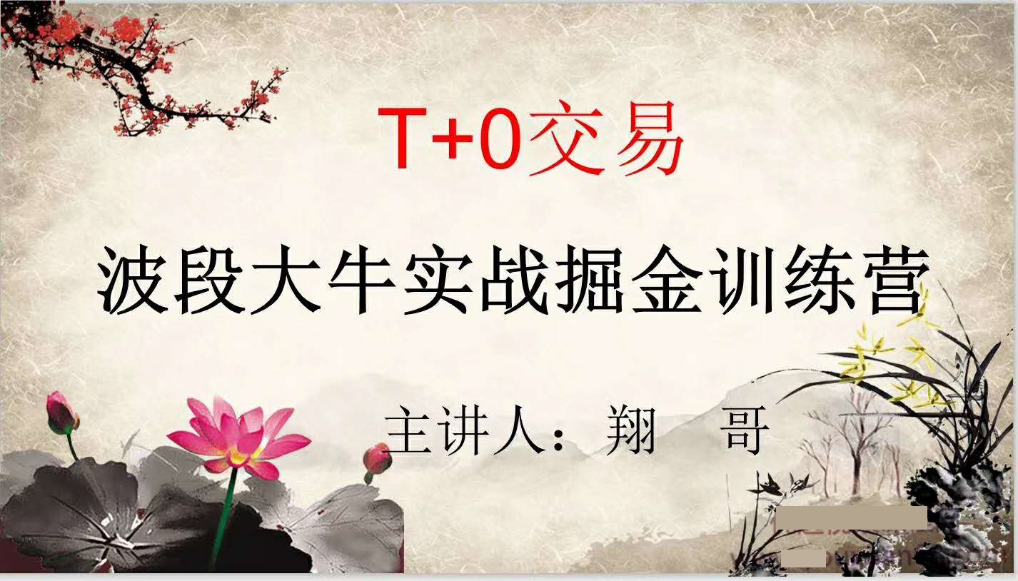 翔哥擒龍重磅課程T+0交易波段大牛實戰掘金訓練營實戰課程