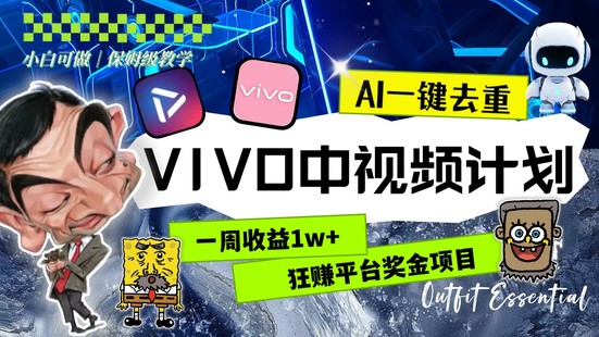 【網賺上新】009.一周收益1w+的VIVO中視頻計劃，用AI一鍵去重，狂賺平臺獎金