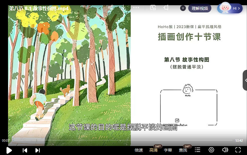 HoHo猴2023年P(guān)S板繪扁平肌理風(fēng)格插畫(huà)創(chuàng)作10節(jié)課