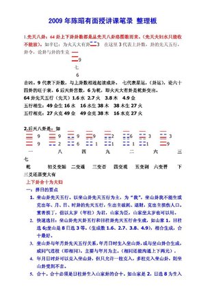 【易學上新】 13.2009年陳昭有面授講課筆錄 整理版10頁