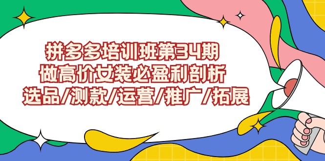 拼多多培訓班第34期：做高價女裝盈利：選品/測款/運營/推廣