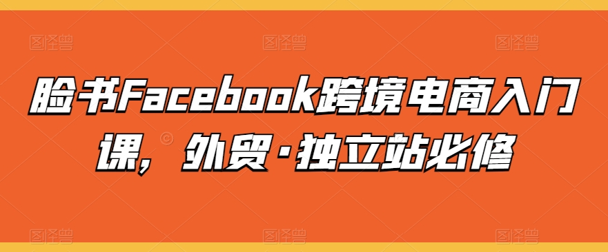 澳門彬哥人教你Facebook臉書跨境電商入門課，外貿(mào)·獨立站必修