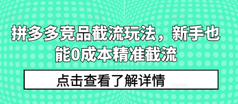 叮當會拼多多第36期：拼多多競品截流玩法，新手也能0成本精準截流