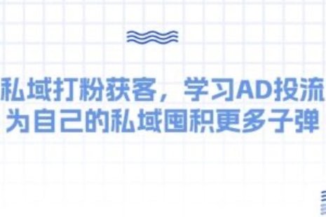 【網賺上新】113.某收費課：私域打粉獲客，學習AD投流，為自己的私域囤積更多子彈