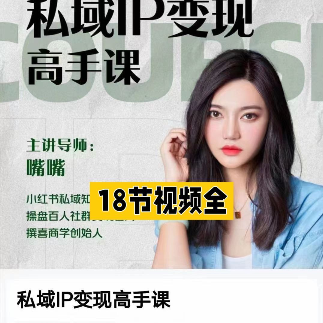 嘴嘴私域IP變現高手課，做好私域，被動成交，教你如何打
