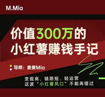 【抖音上新】價值300萬的小紅書賺錢手記 變現高、鏈路短、輕運營，這波“小紅薯風口”不能再錯過。