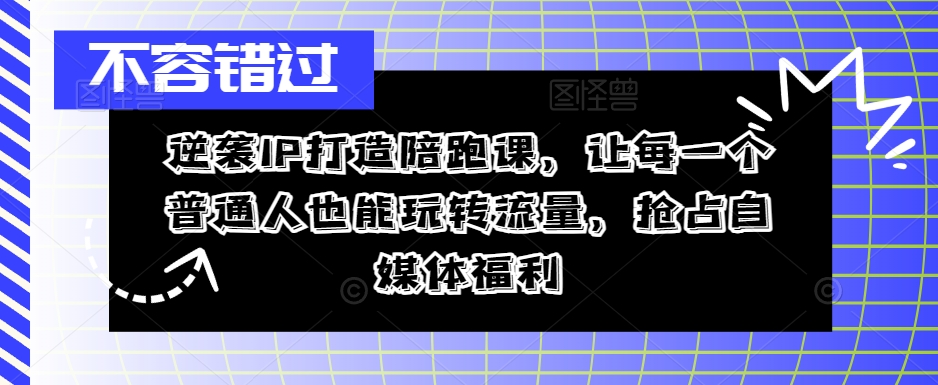 逆襲IP打造陪跑課，從0到1打造IP，精準(zhǔn)定位+高效起號(hào)，搶占自媒體福利插圖